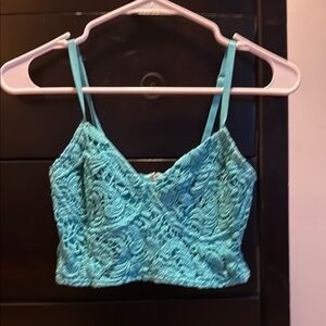 Streetwear Society Turquoise Lace Crop Top
